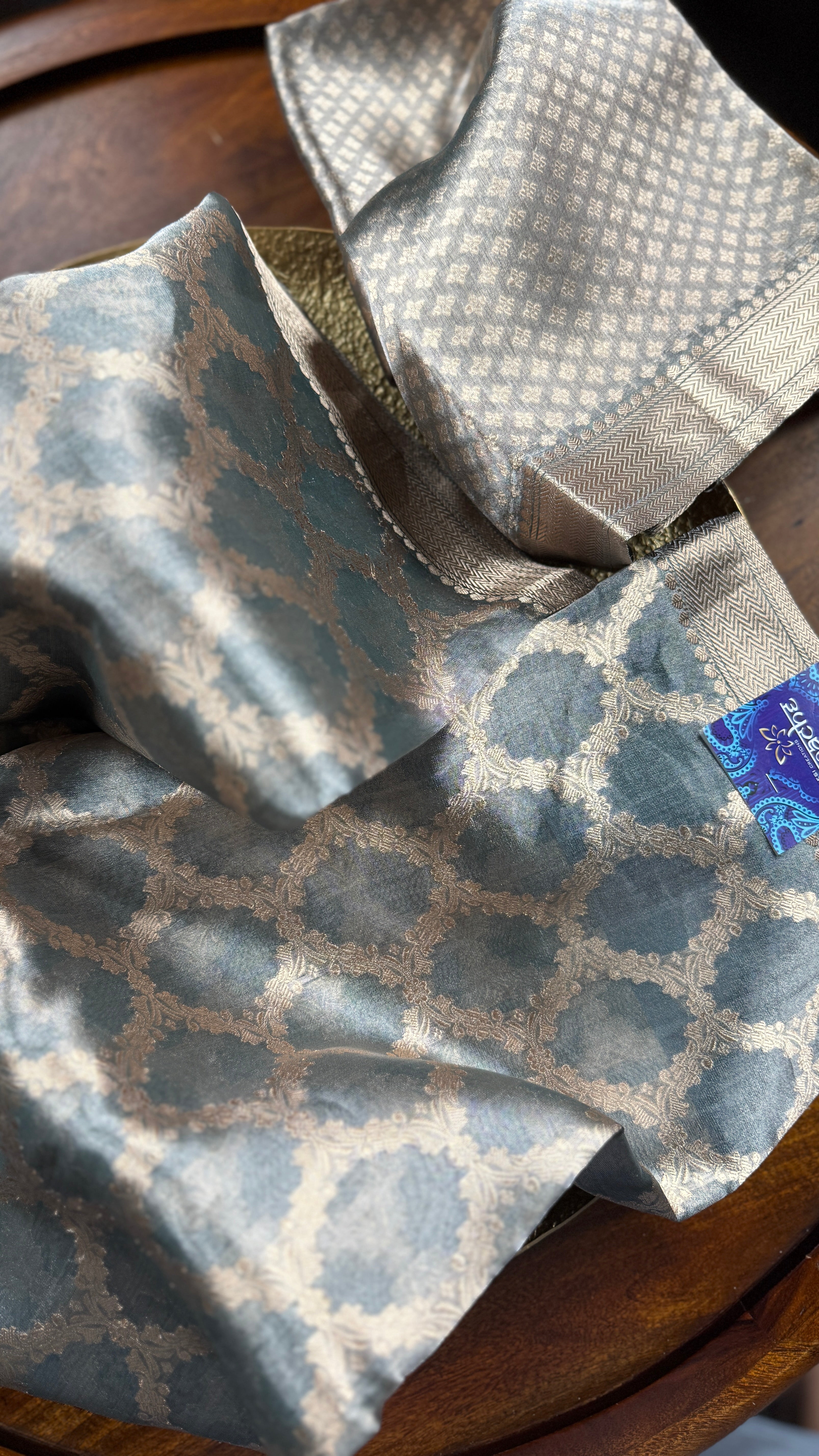 Pure Tissue by Tissue Silk Jaal Banarasi - Grey Kadhua
