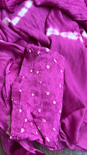 Modal Silk Makdi Bandhej - Magenta Pink Shibori