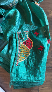 Designer Crushed Silk - Teal Gree Hand Lambani