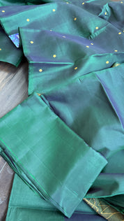 Pure Silk Kanjivaram - Dark Green Borderless