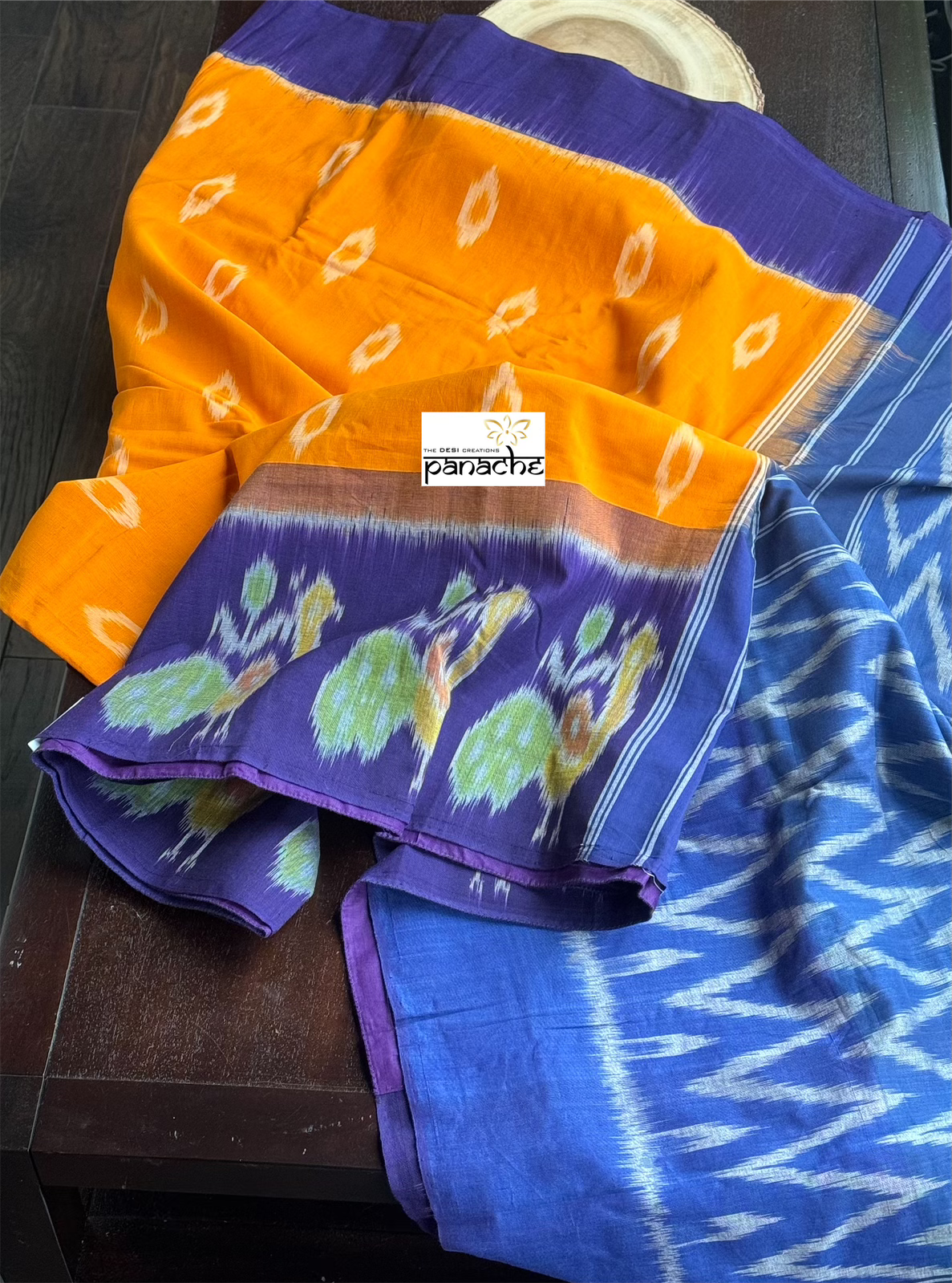 Pure Cotton Ikat - Orange Purple Pochampolly