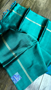 Pure Silk Kanjivaram - Teal Green Blue