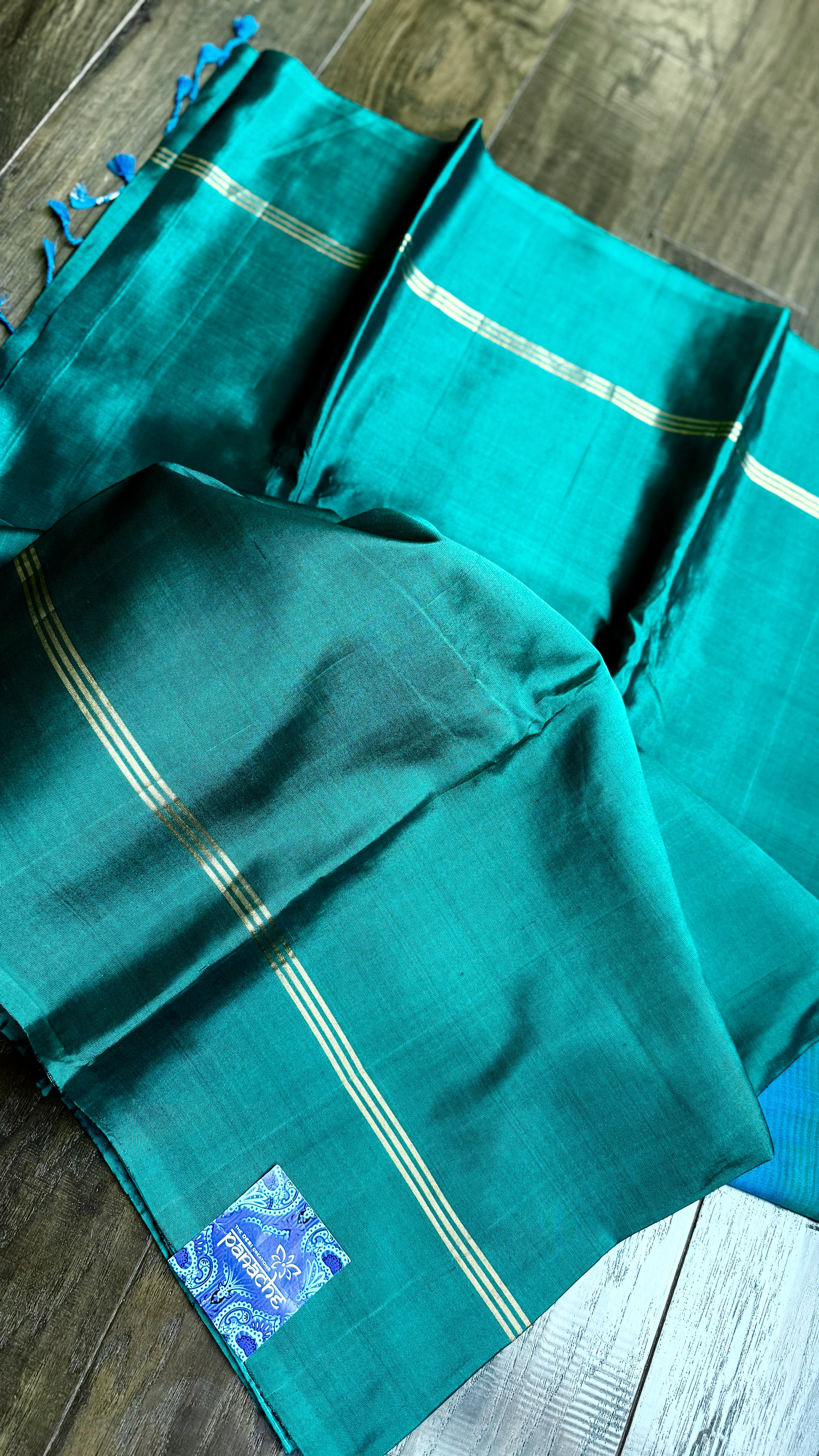 Pure Silk Kanjivaram - Teal Green Blue