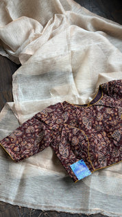 Designer Cotton Blouse - Brown Kalamkari