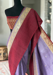 Khaddi Tussar Georgette Banarasi - Lavendor Maroon