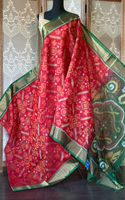 Pure Cotton Silk Ikat - Red Green