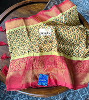 Soft Silk Banaras Saree - Yellow Red