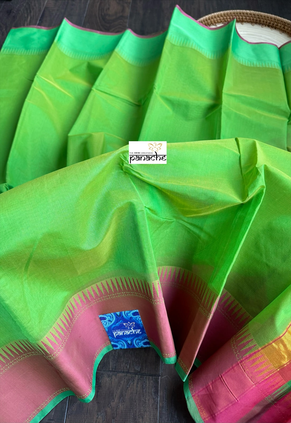 Cotton Silk Kanjivaram - Green Pink