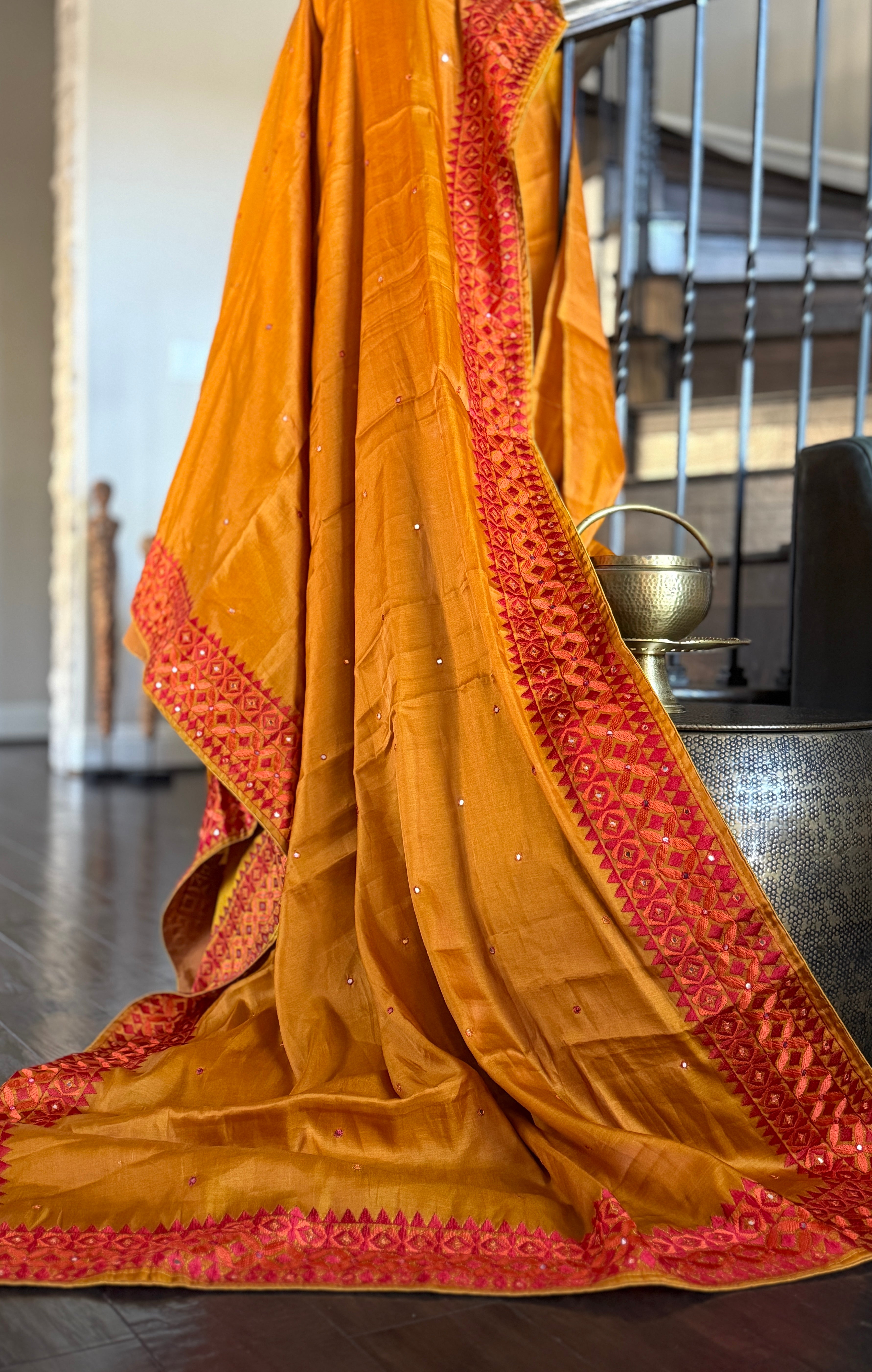 Soft Silk Kathiyawadi Embroidered - Mustard