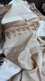 Tussar Silk Banarasi - Ivory Antique Zari
