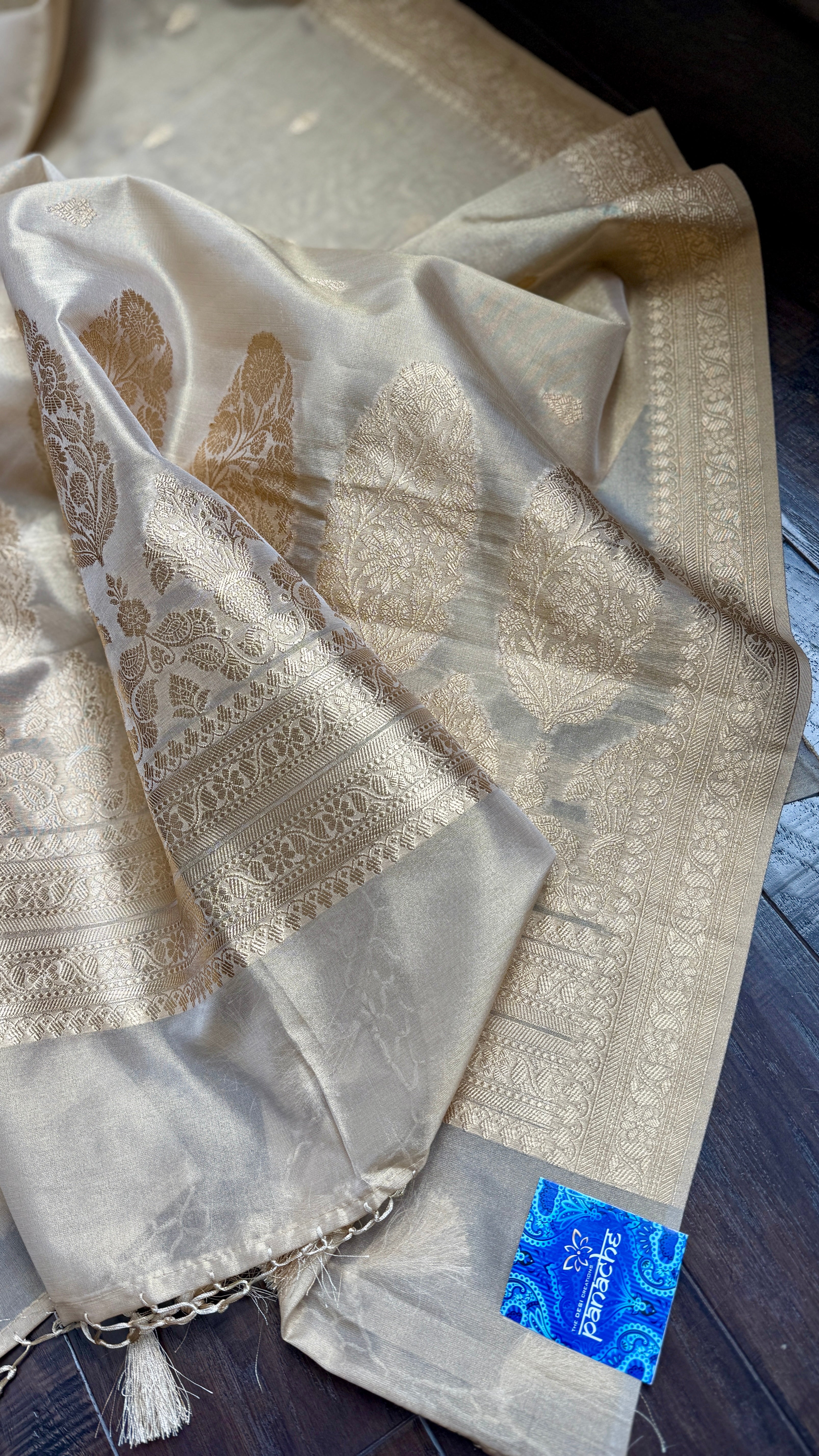 Tissue Silk Banarasi - Golden Tan Beige