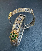 Bangle Pair 925 Silver- Jaali Dual Tone