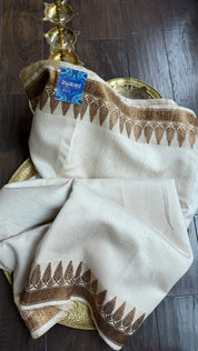 Tussar Silk Banarasi - Ivory Antique Zari