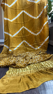 Modal Silk Makdi Bandhej - Ochre Yellow Shibori