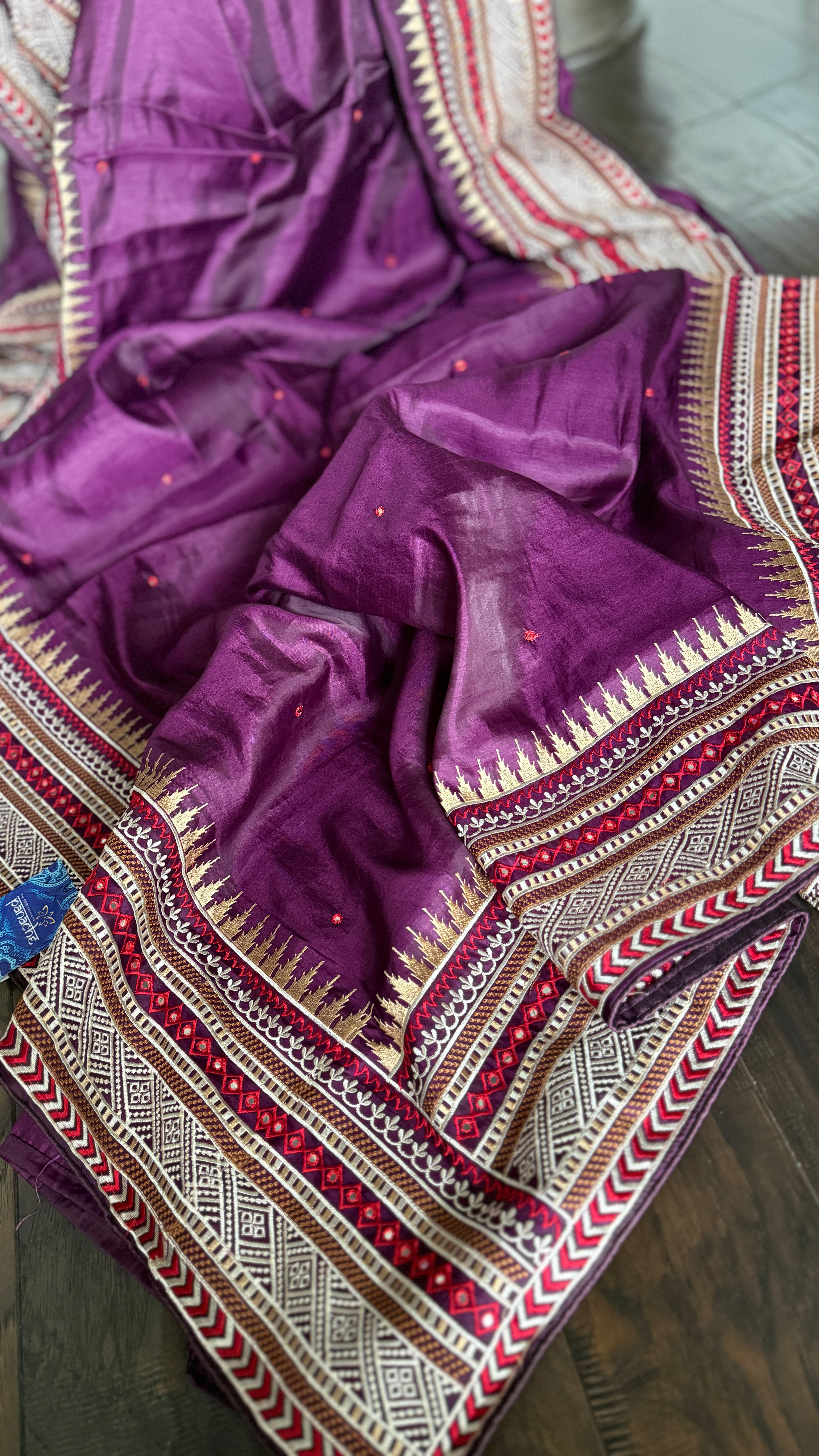 Soft Silk Kutch Embroidered - Purple