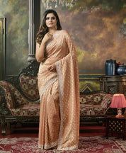 Designer Tissue Georgette - Mocha Hand Embellishment Work
