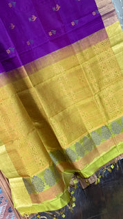 Pure Silk Kanjivaram - Purple Lime Green Yellow