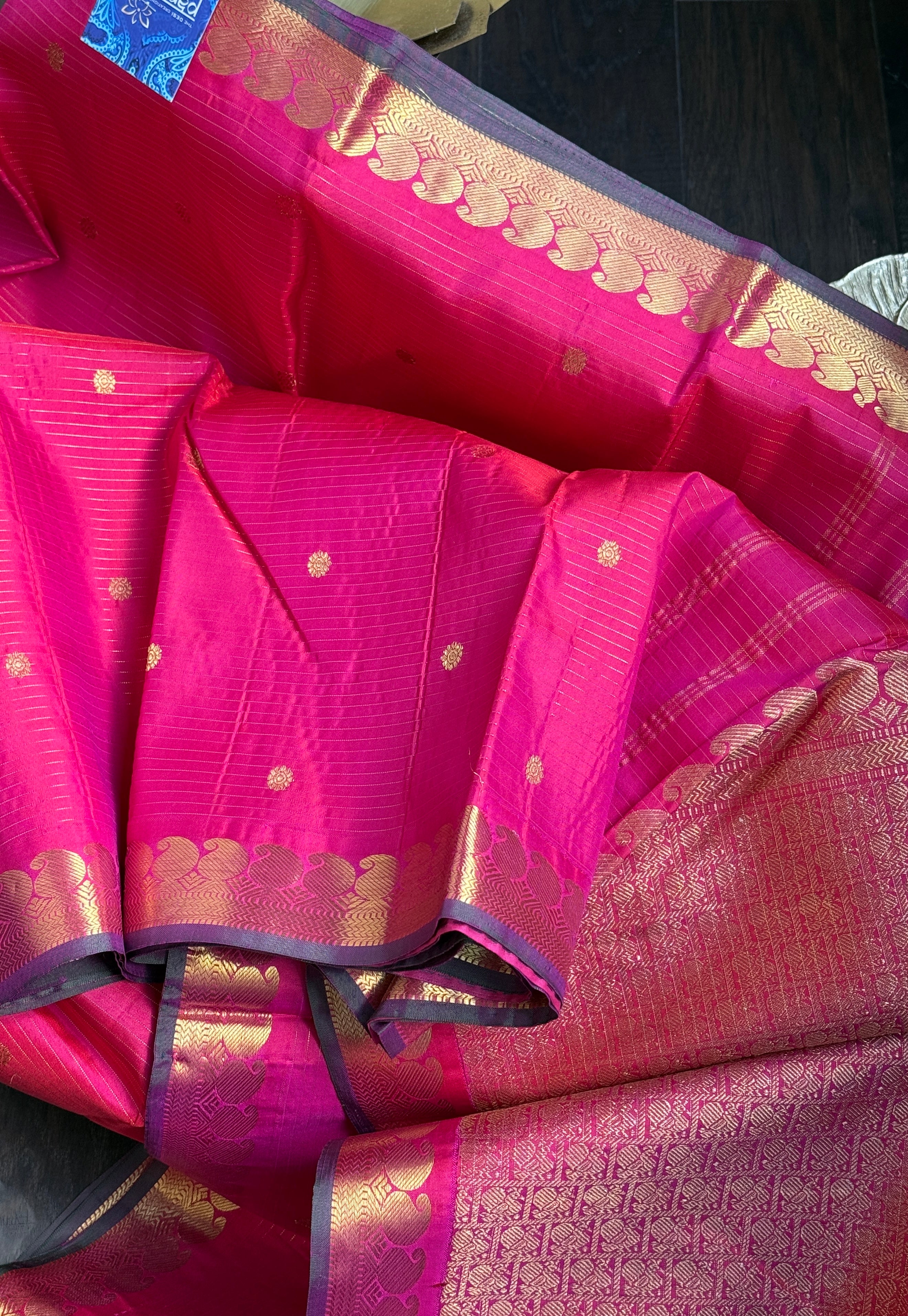 Pure Silk Kanjivaram - Dark Magenta Pink