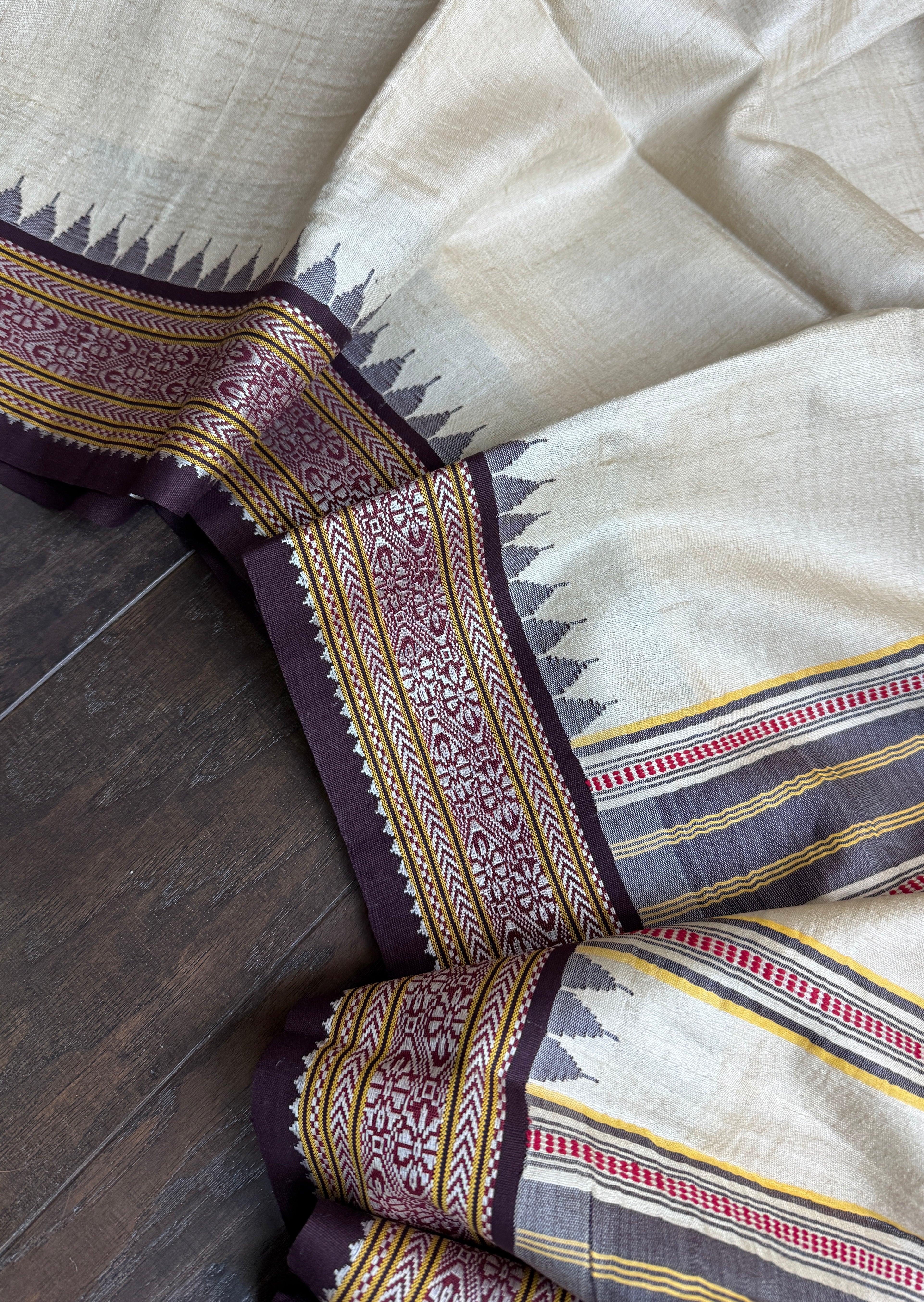 Vidarbha Tussar Silk - Tussar Color Dark Butgundy woven