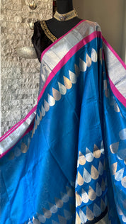 Pure Chanderi Pattu Silk - Royal Blue