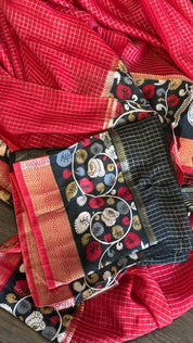 Designer Crepe Silk - Red Black