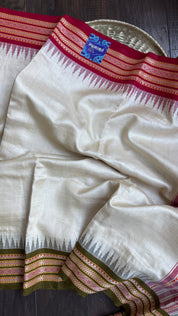 Vidarbha Tussar Silk - Tussar Color Ganga Yamuna Woven
