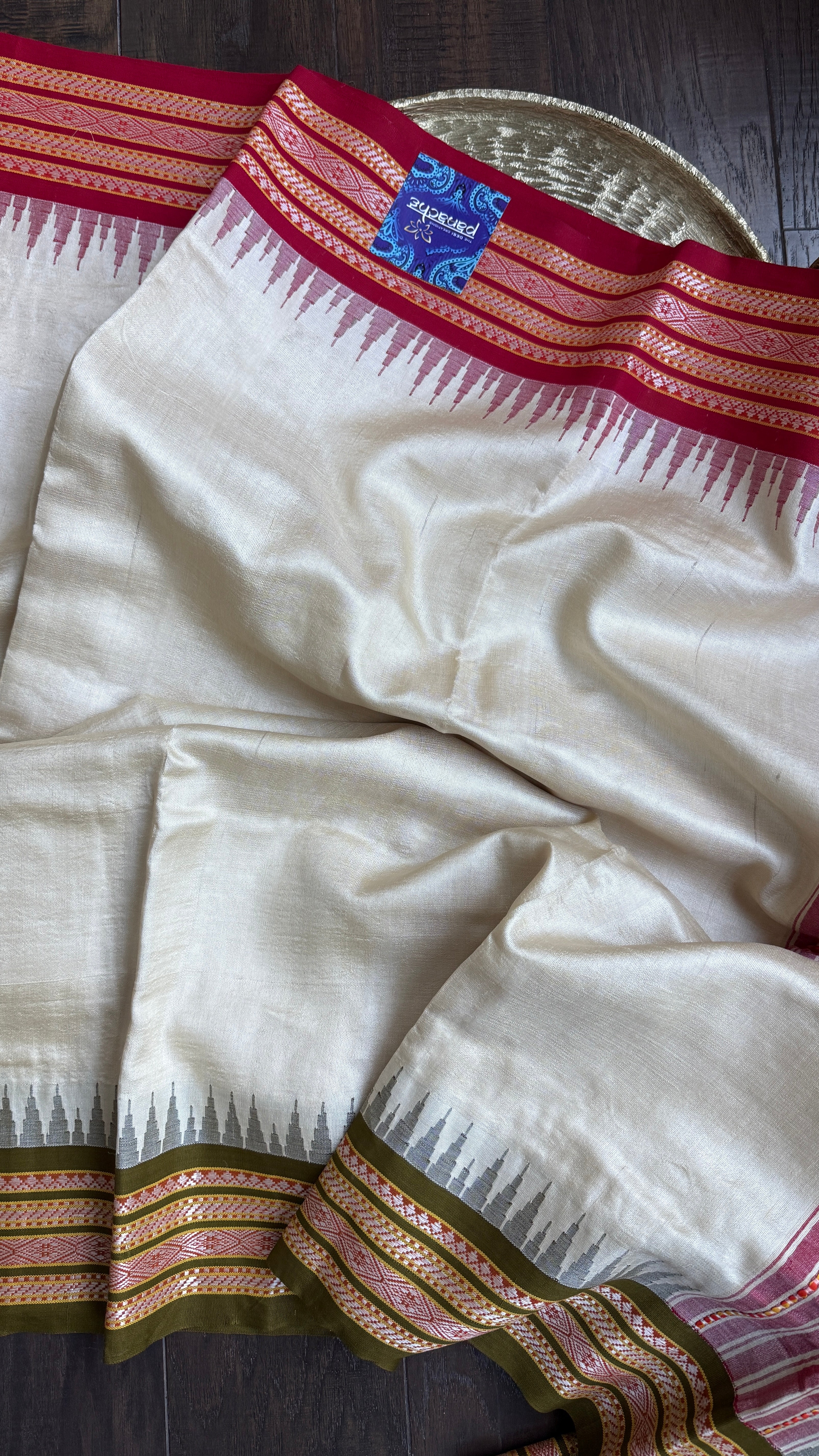 Vidarbha Tussar Silk - Tussar Color Ganga Yamuna Woven