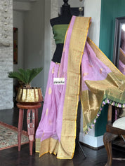 Linen Silk Banarasi - Lavender Green