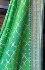 Tussar Silk Banarasi - Green Shaded Antique Zari