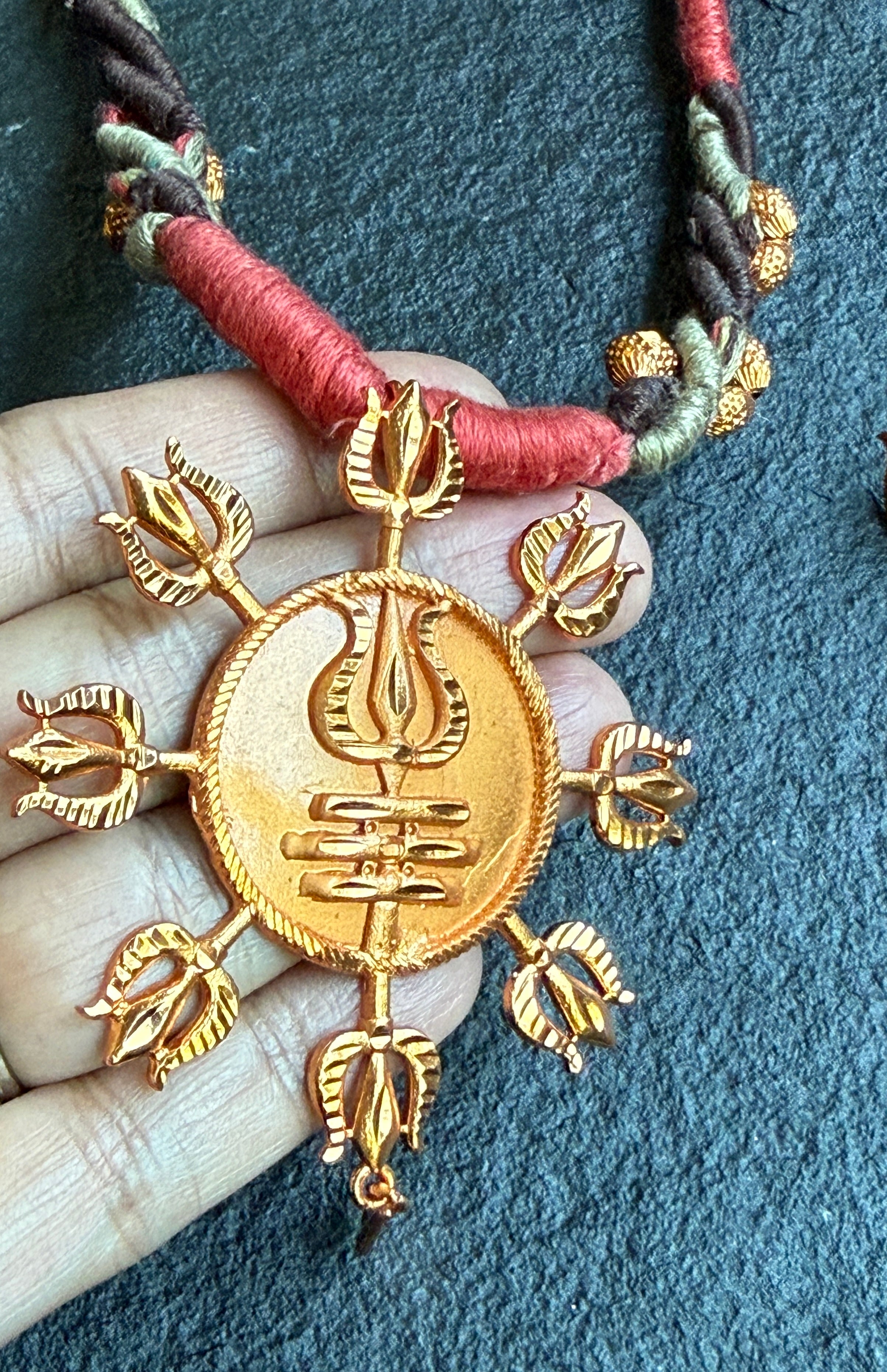 Copper Necklace Earring Set - Swastik