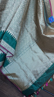 Soft Silk Banaras Brocade Saree - Dark Green