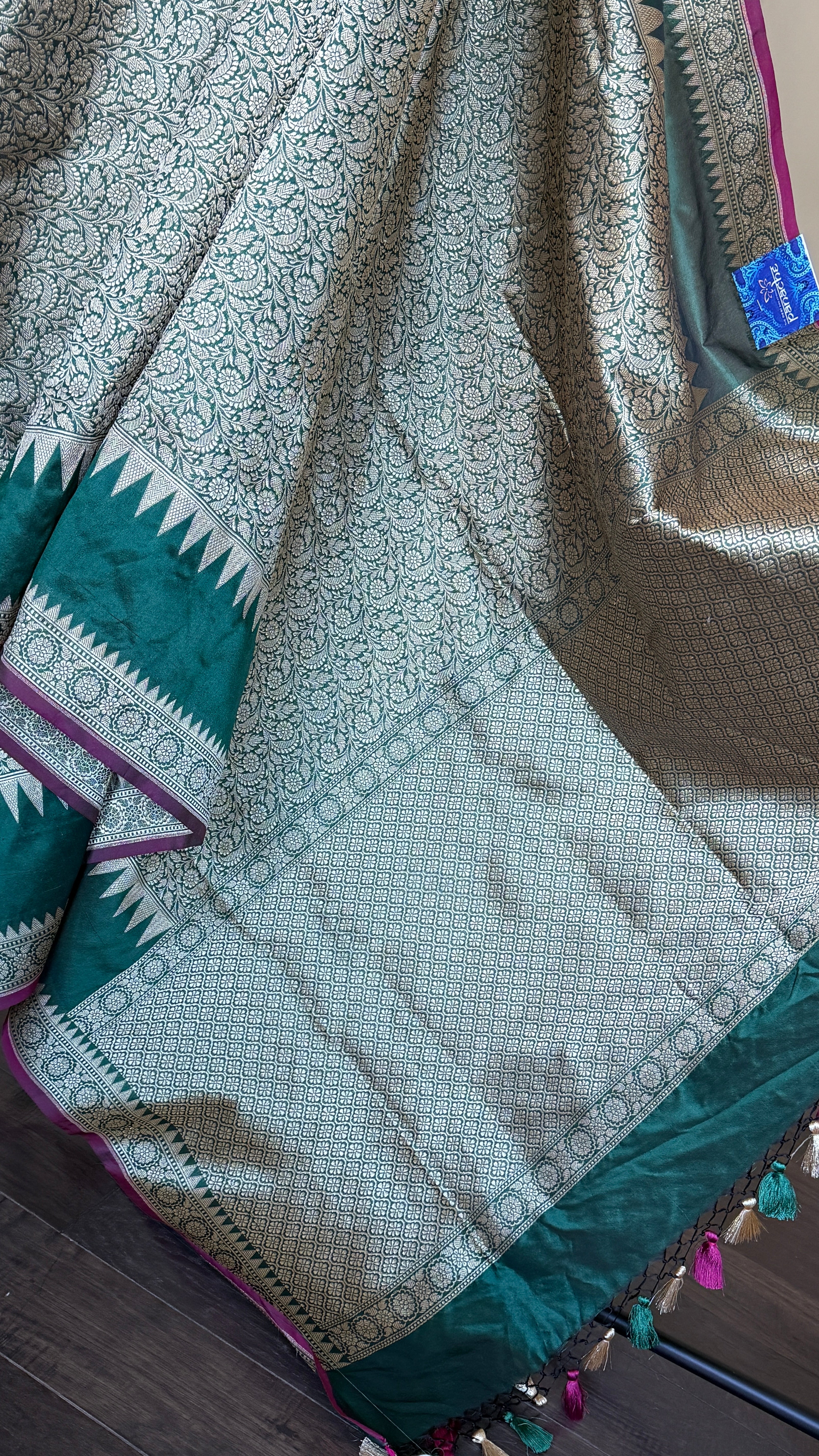Soft Silk Banaras Brocade Saree - Dark Green