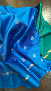 Pure Silk Kanjivaram - Teal Green Blue