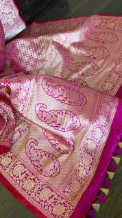 Pure Silk Brocade Banarasi- Pink