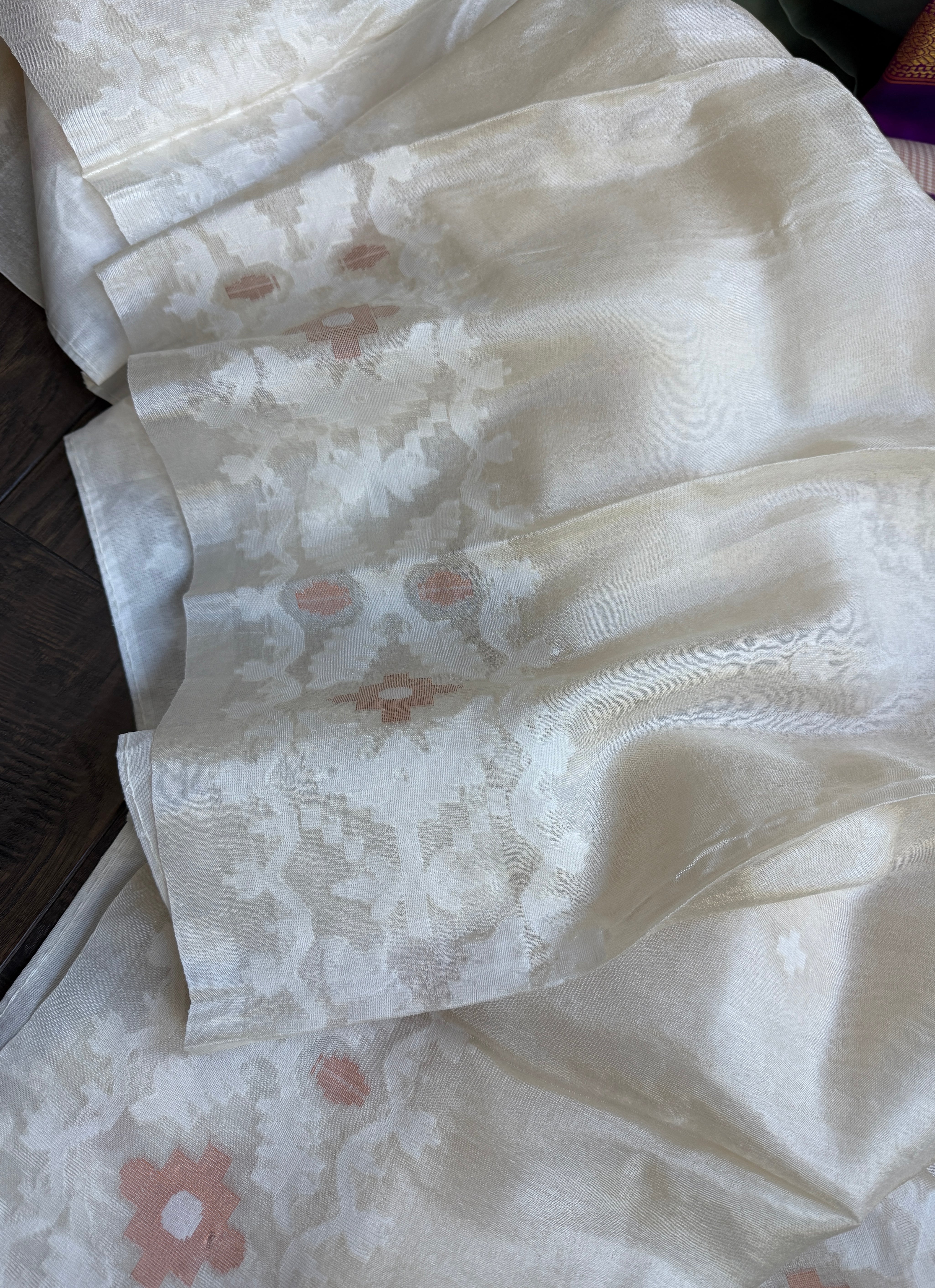 Pure Tussar Silk Jamdaani - OffWhite