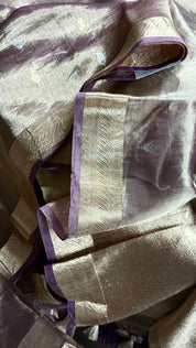 Tissue Organza Silk Banarasi - Light Gold Purple