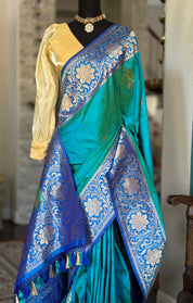 Pure Silk Banarasi - Sea Green Dual Shaded