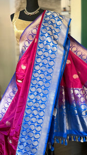 Pure Katan Silk Banarasi - Magenta Pink
