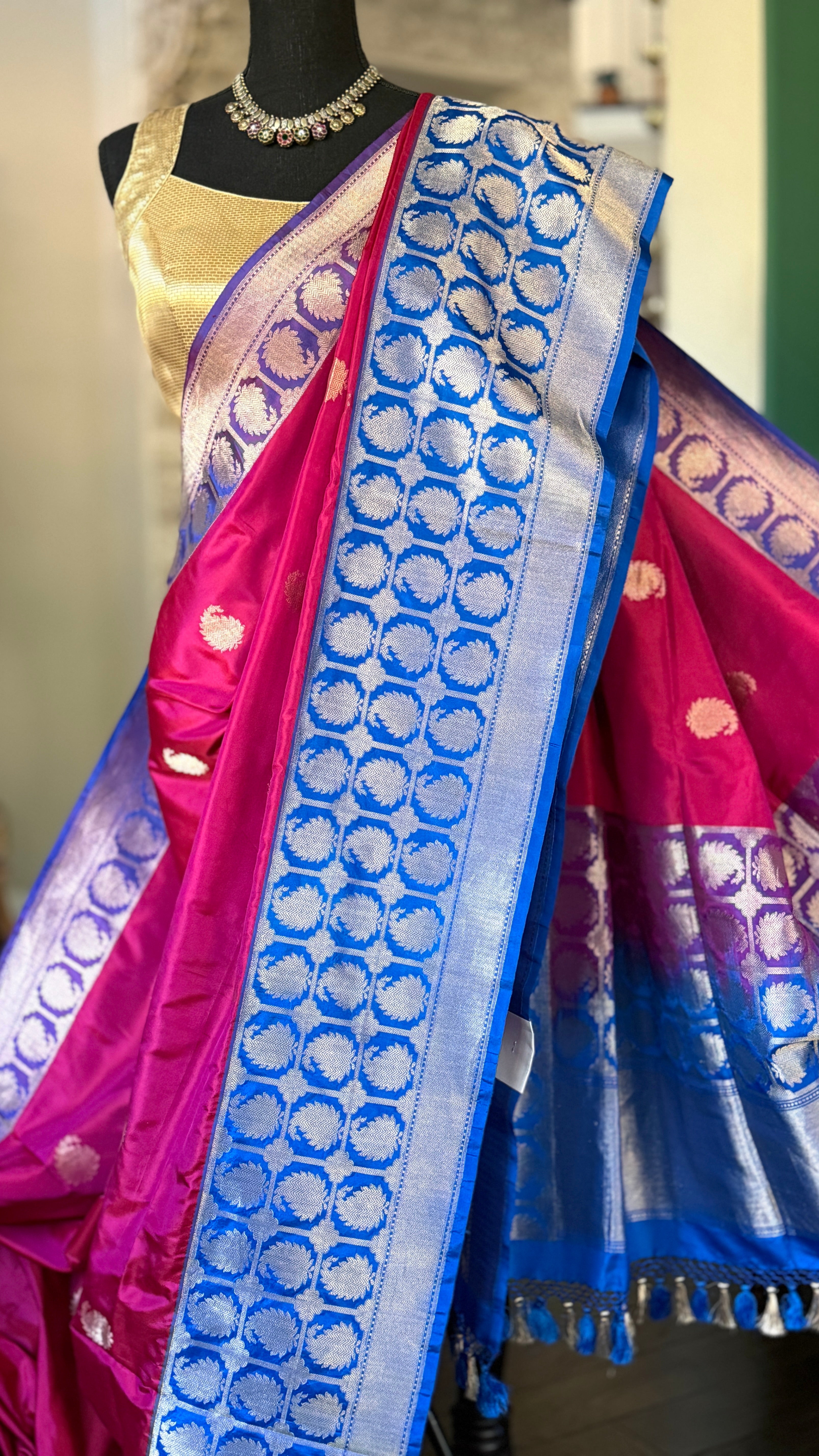 Pure Katan Silk Banarasi - Magenta Pink