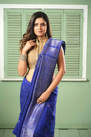 Pure Matka Silk - Royal Blue Woven