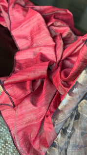 Pure Matka Silk - Red Muslin Jamdaani Palla