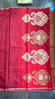Raw Silk Banarasi - Maroon Rust Shaded