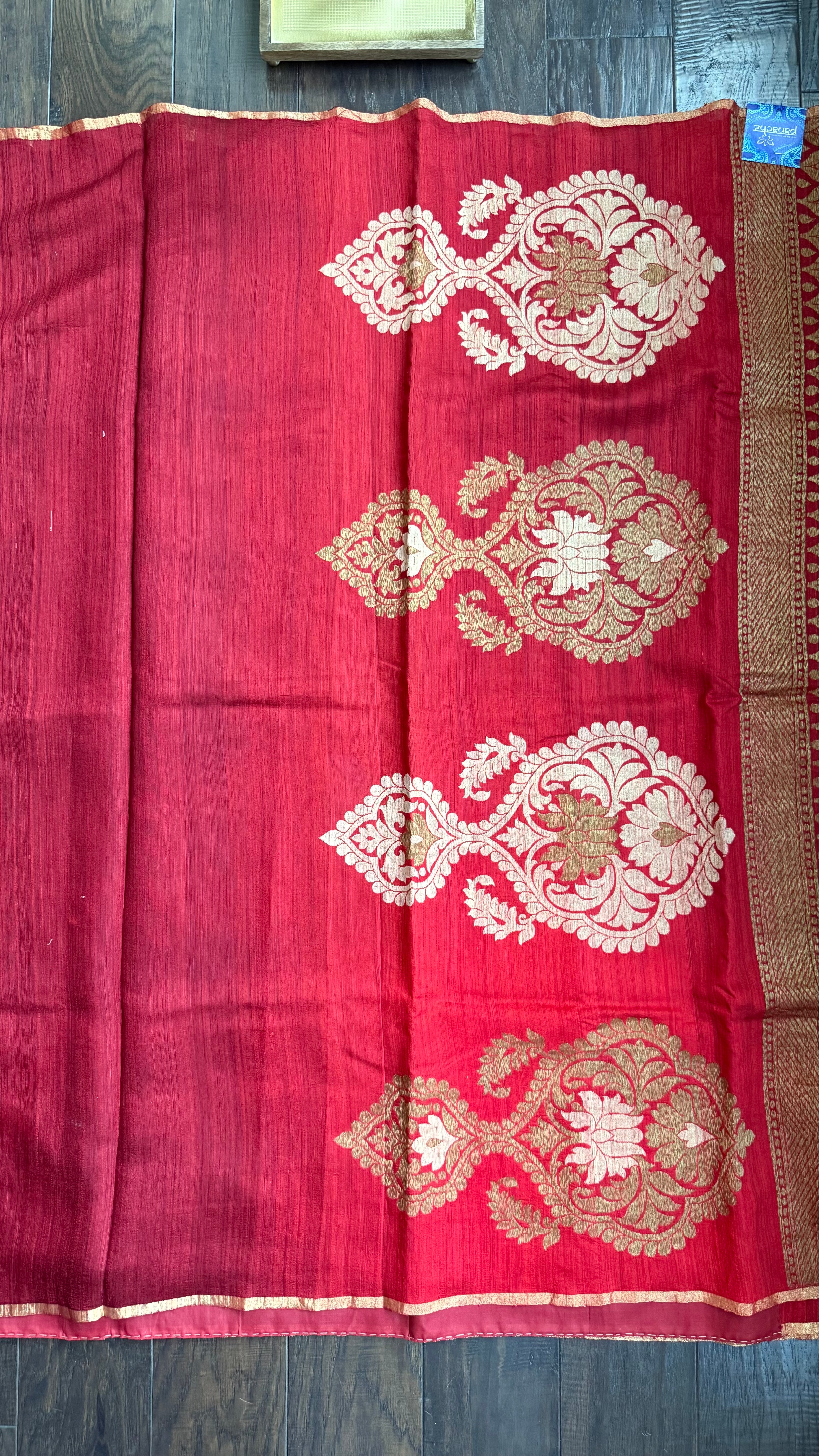 Raw Silk Banarasi - Maroon Rust Shaded