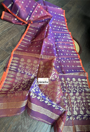 Muslin Jamdaani - Purple Orange