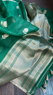Kora Silk Banarasi - Emerald Green