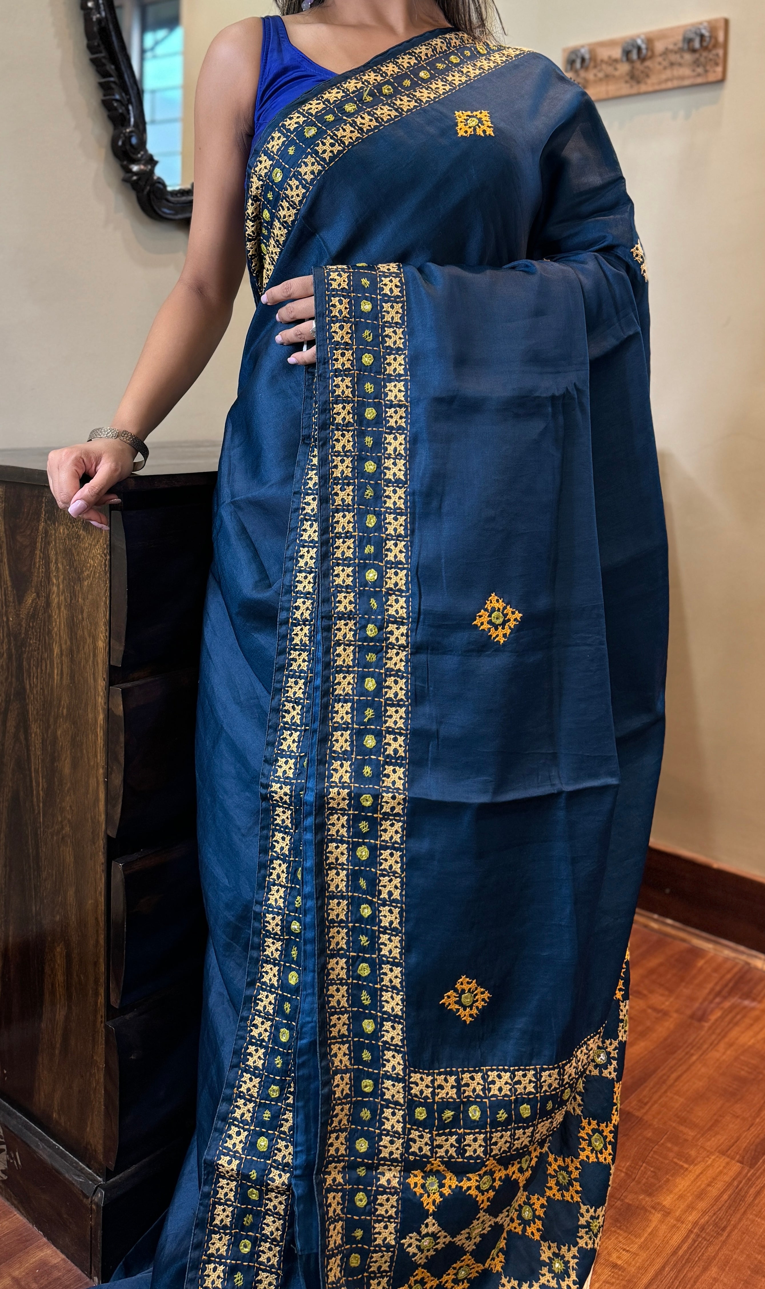 Soft Silk Kutch Embroidered - Blue