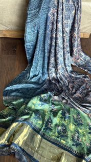 Modal Silk Vegetable Organic Dye Saree - Indigo Blue