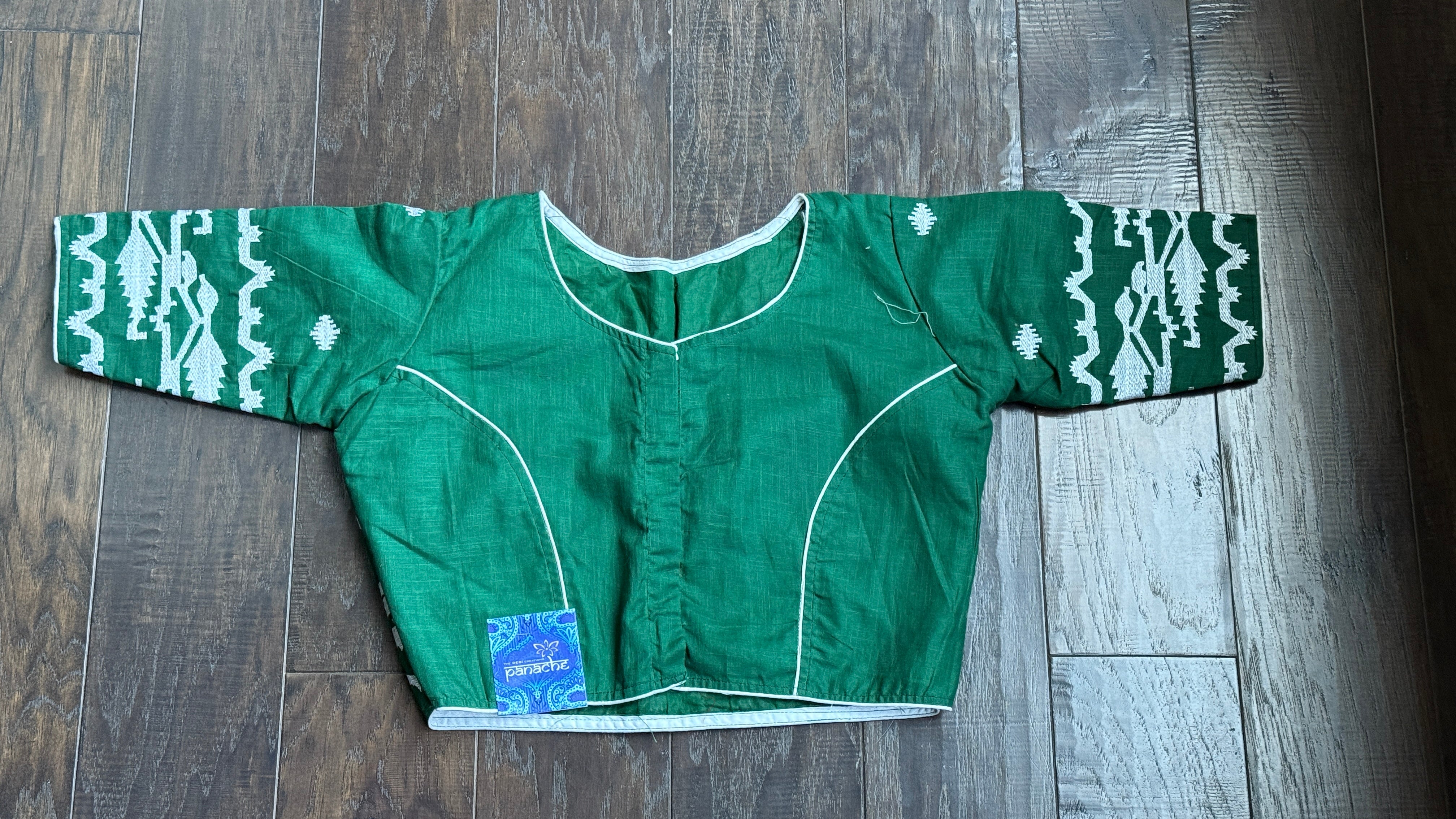 Designer Blouse - Green Jamdaani Woven