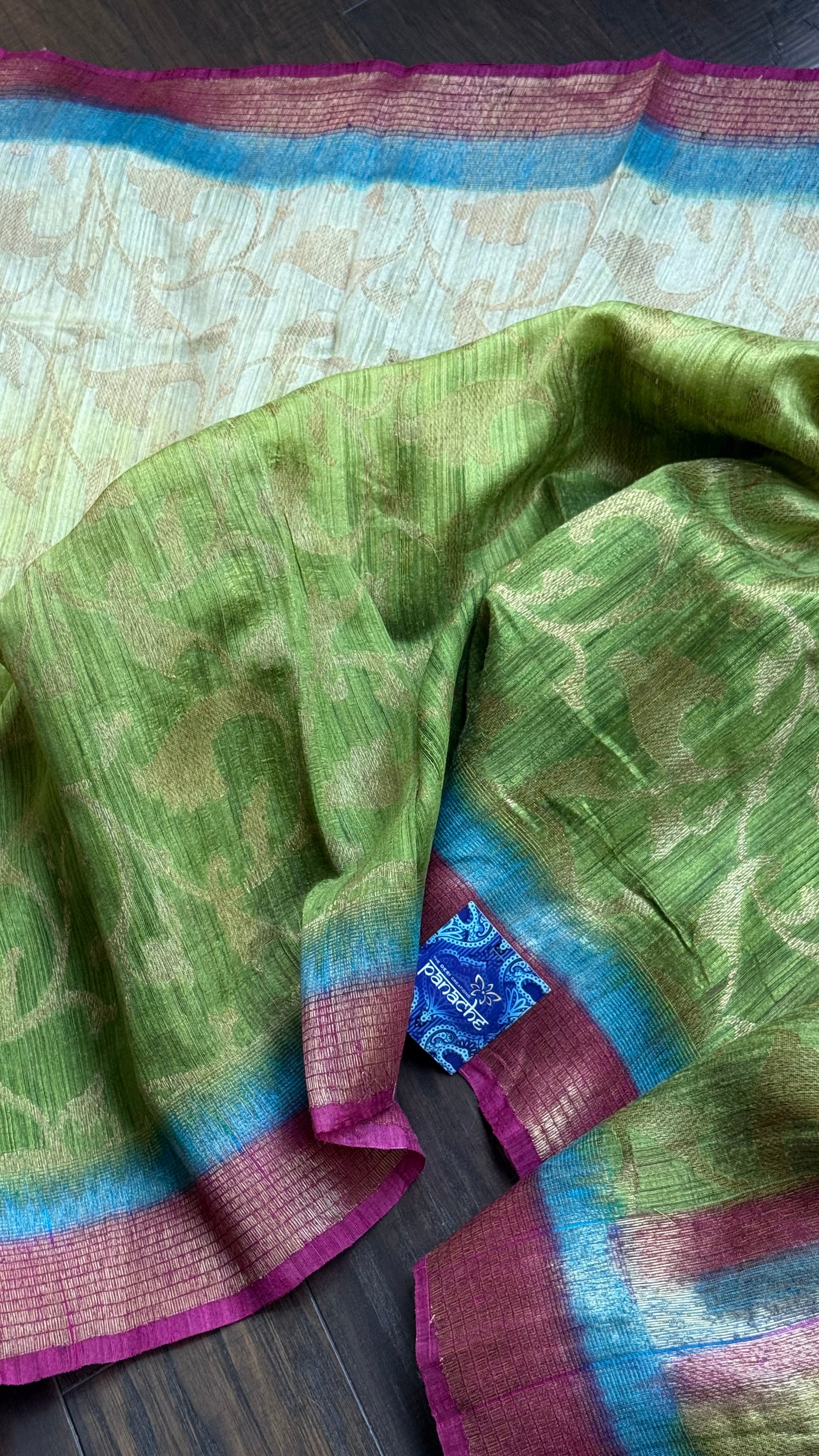 Gicha Tassur Silk Banarasi - Beige Green Shaded
