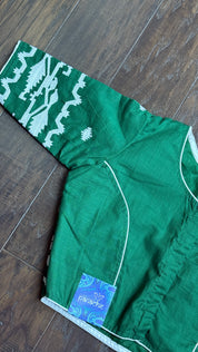 Designer Blouse - Green Jamdaani Woven